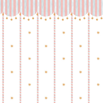 Circus Awning Stripes & Stars Wallpaper – pink