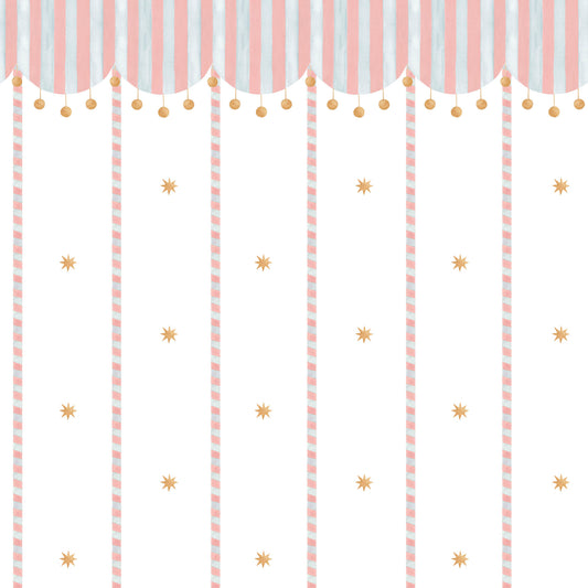 Circus Awning Stripes & Stars Wallpaper – pink