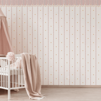 Circus Awning Stripes & Stars Wallpaper – pink