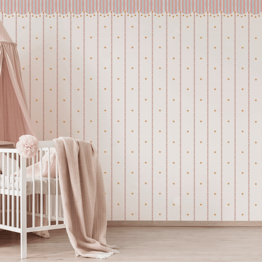 Circus Awning Stripes & Stars Wallpaper – pink