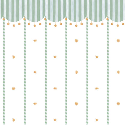 Circus Awning Stripes & Stars Wallpaper – green