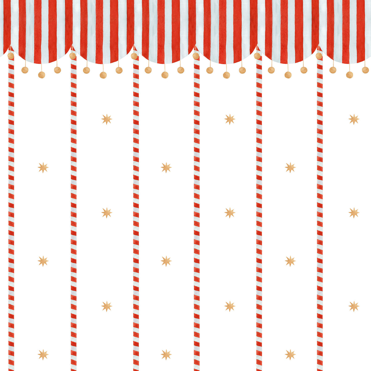 Circus Awning Stripes & Stars Wallpaper – red