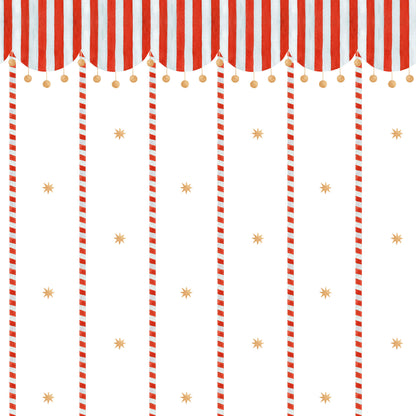 Circus Awning Stripes & Stars Wallpaper – red