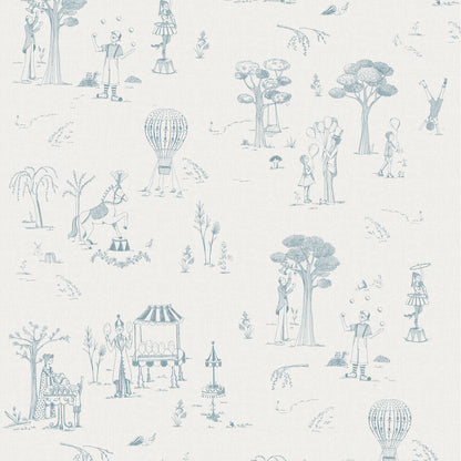 Circus Toile de Jouy Wallpaper – blue