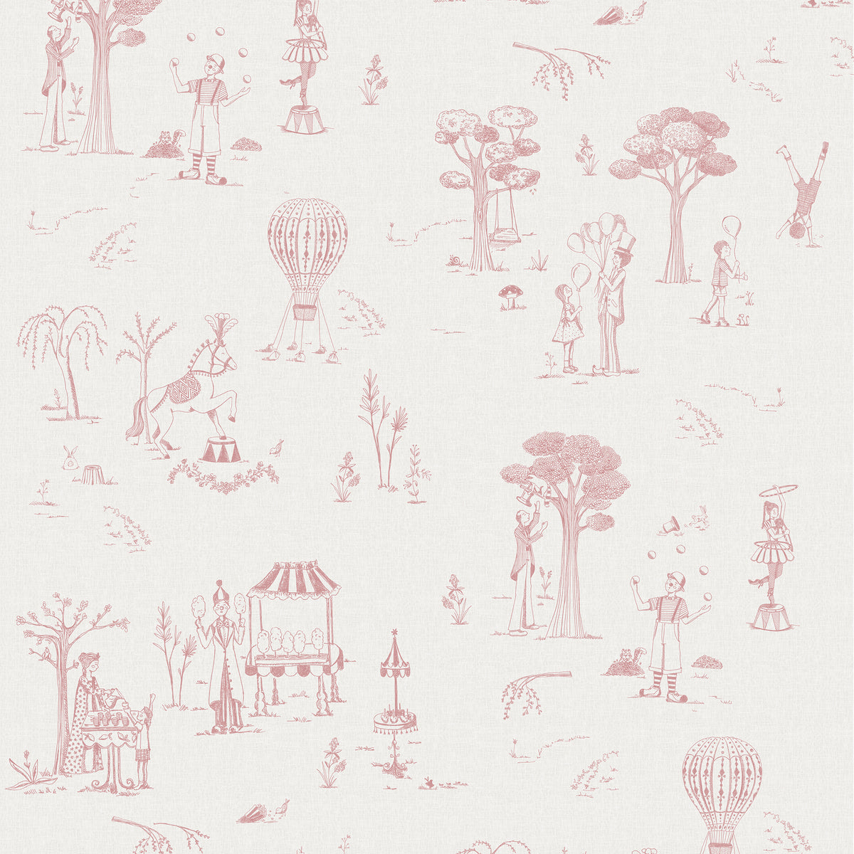 Circus Toile de Jouy Wallpaper – pink