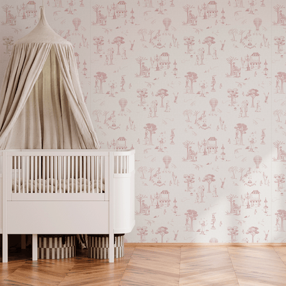 Circus Toile de Jouy Wallpaper – pink