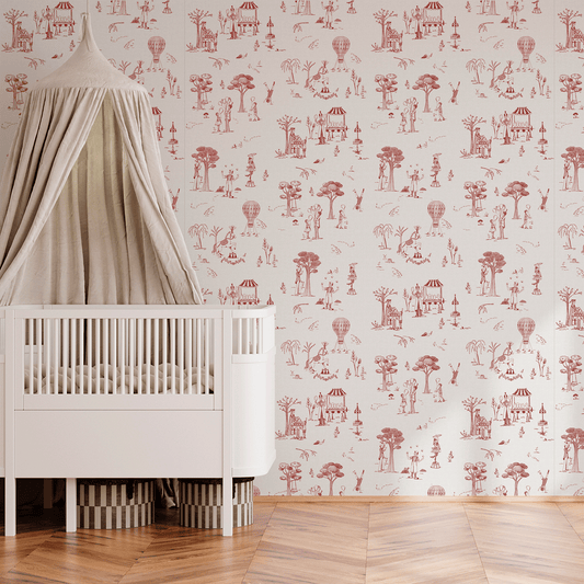 Circus Toile de Jouy Wallpaper – red