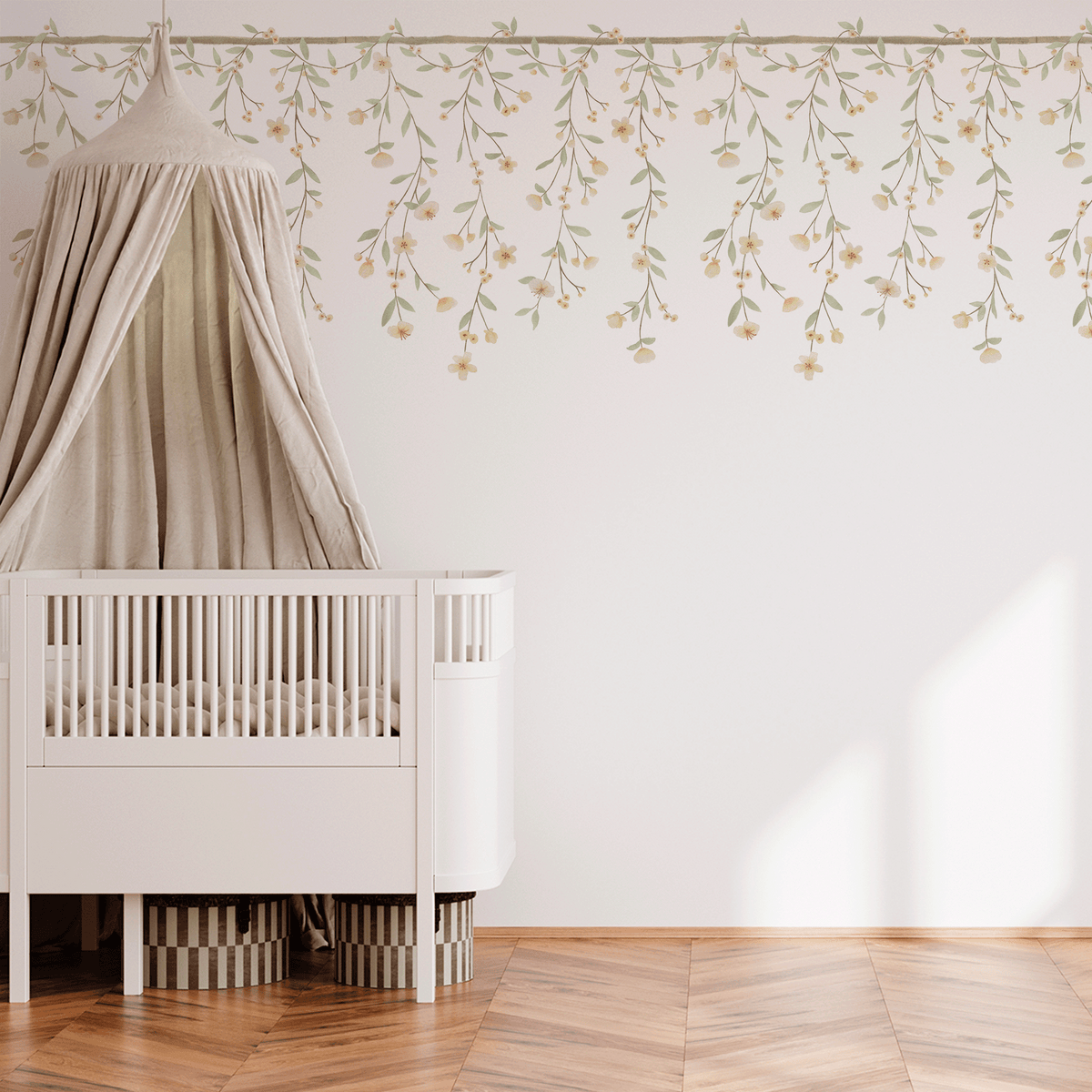 Papel de Parede Floral Ramalhetes Cascata – cor amarelo