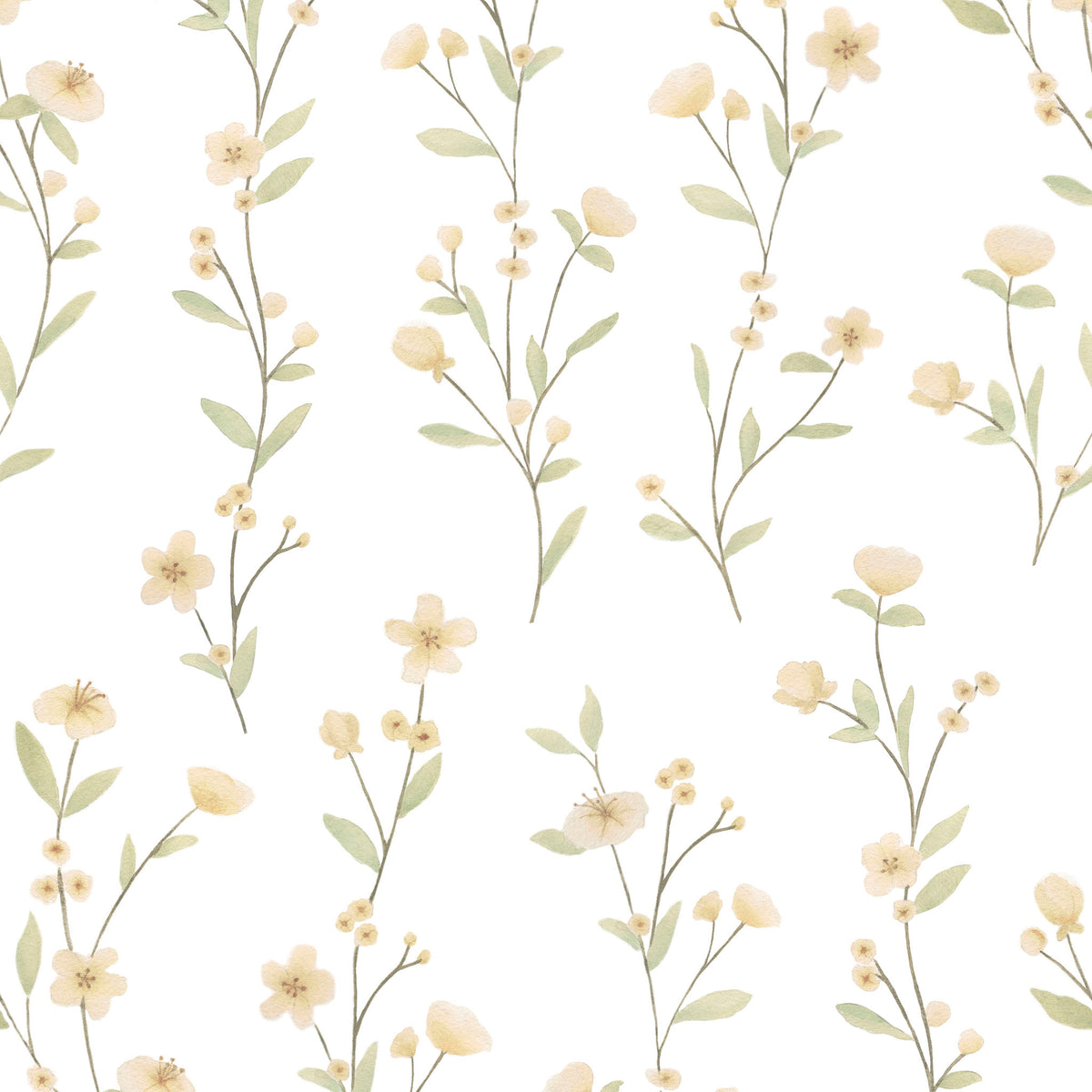 Floral Posies Wallpaper – yellow
