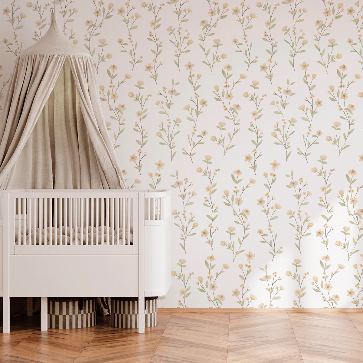 Floral Posies Wallpaper – yellow