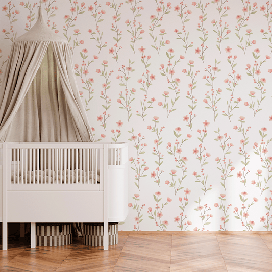 Floral Posies Wallpaper – pink