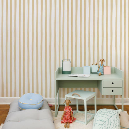 Irregular Watercolor Stripe Wallpaper – mustard