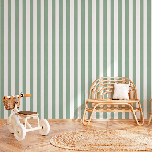 Wide Stripes Wallpaper – green