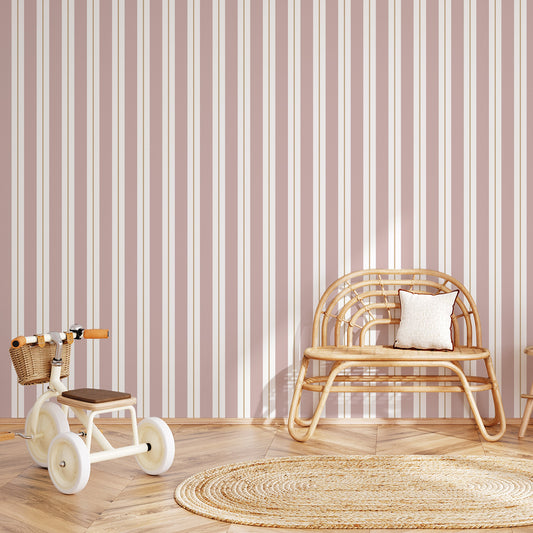 Wide and Fine Stripes Wallpaper – pink