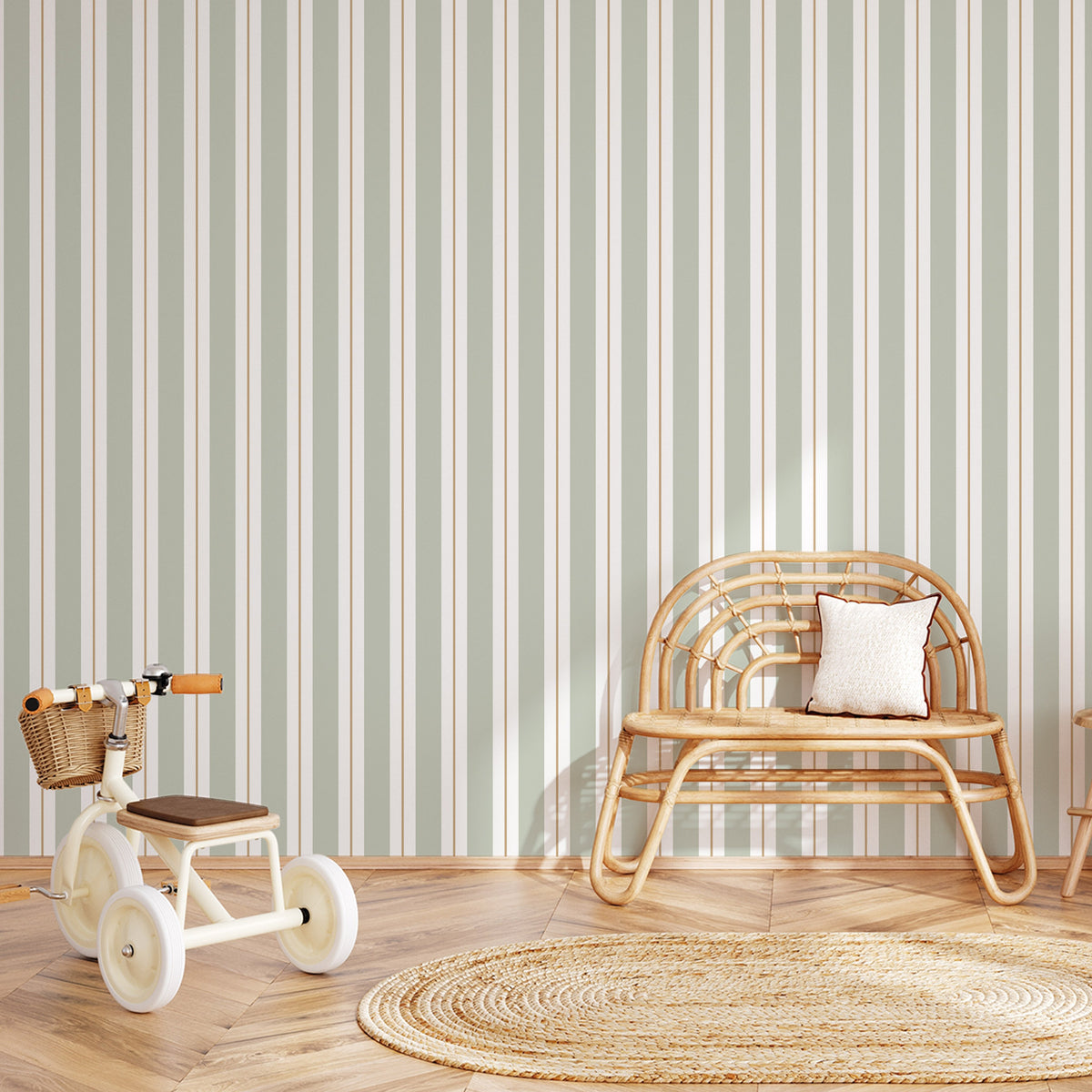Wide and Fine Stripes Wallpaper – green
