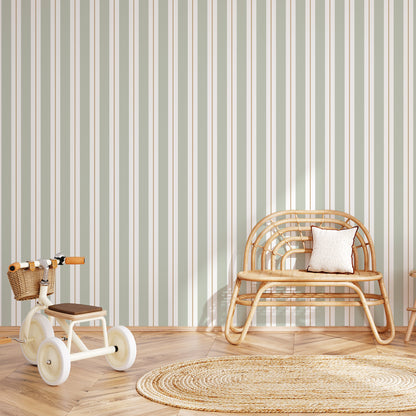 Wide and Fine Stripes Wallpaper – green