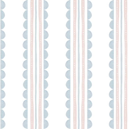 Wavy Stripes Wallpaper – blue and pink