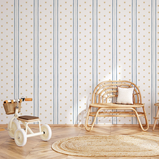 Stripes and Asterisks Wallpaper – blue