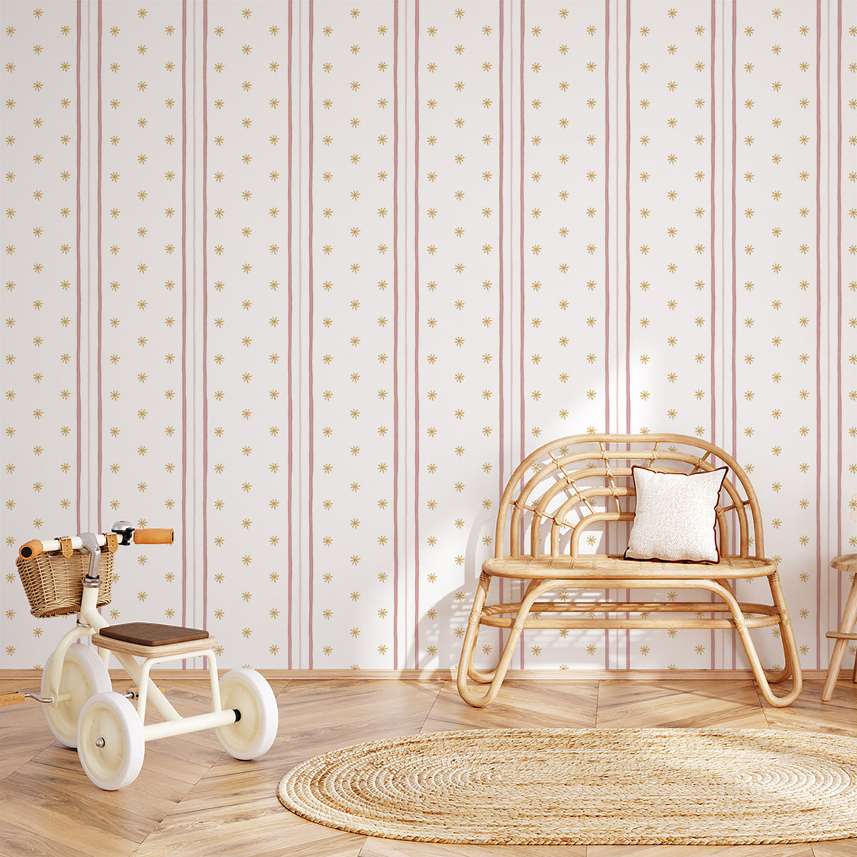 Stripes and Asterisks Wallpaper – pink