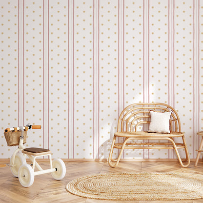 Stripes and Asterisks Wallpaper – pink