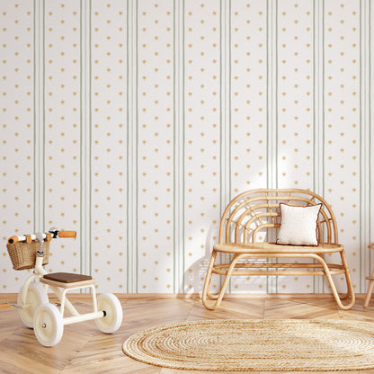 Stripes and Asterisks Wallpaper – green