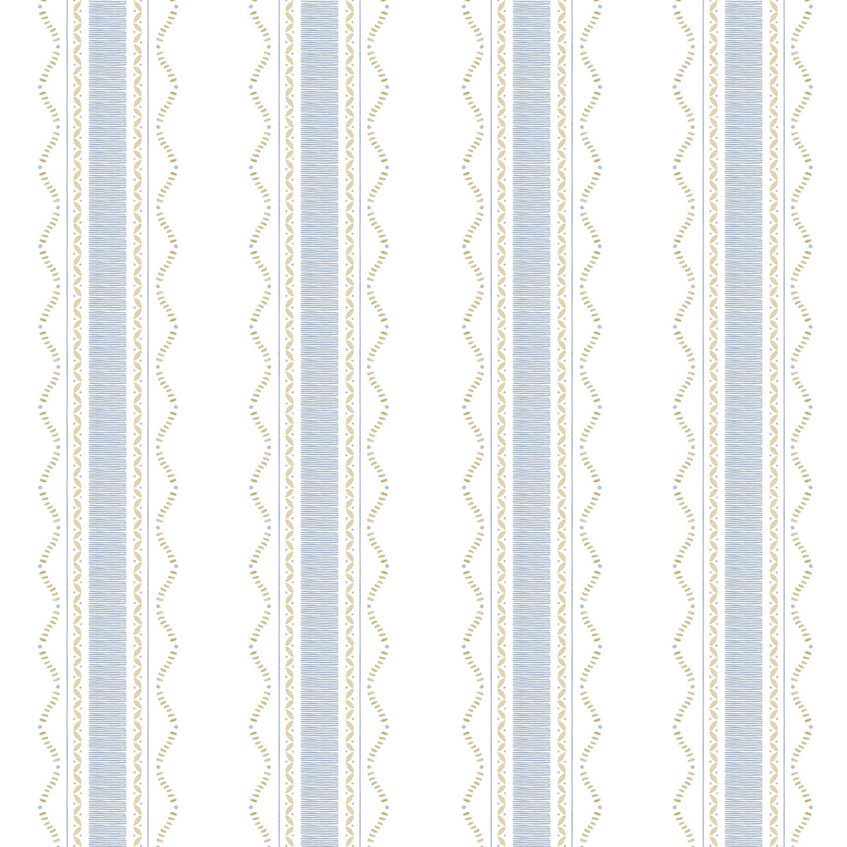 Mixed Stripes Wallpaper – blue and mustard