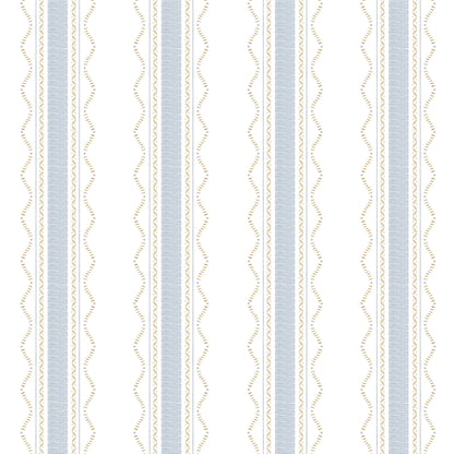 Mixed Stripes Wallpaper – blue and mustard