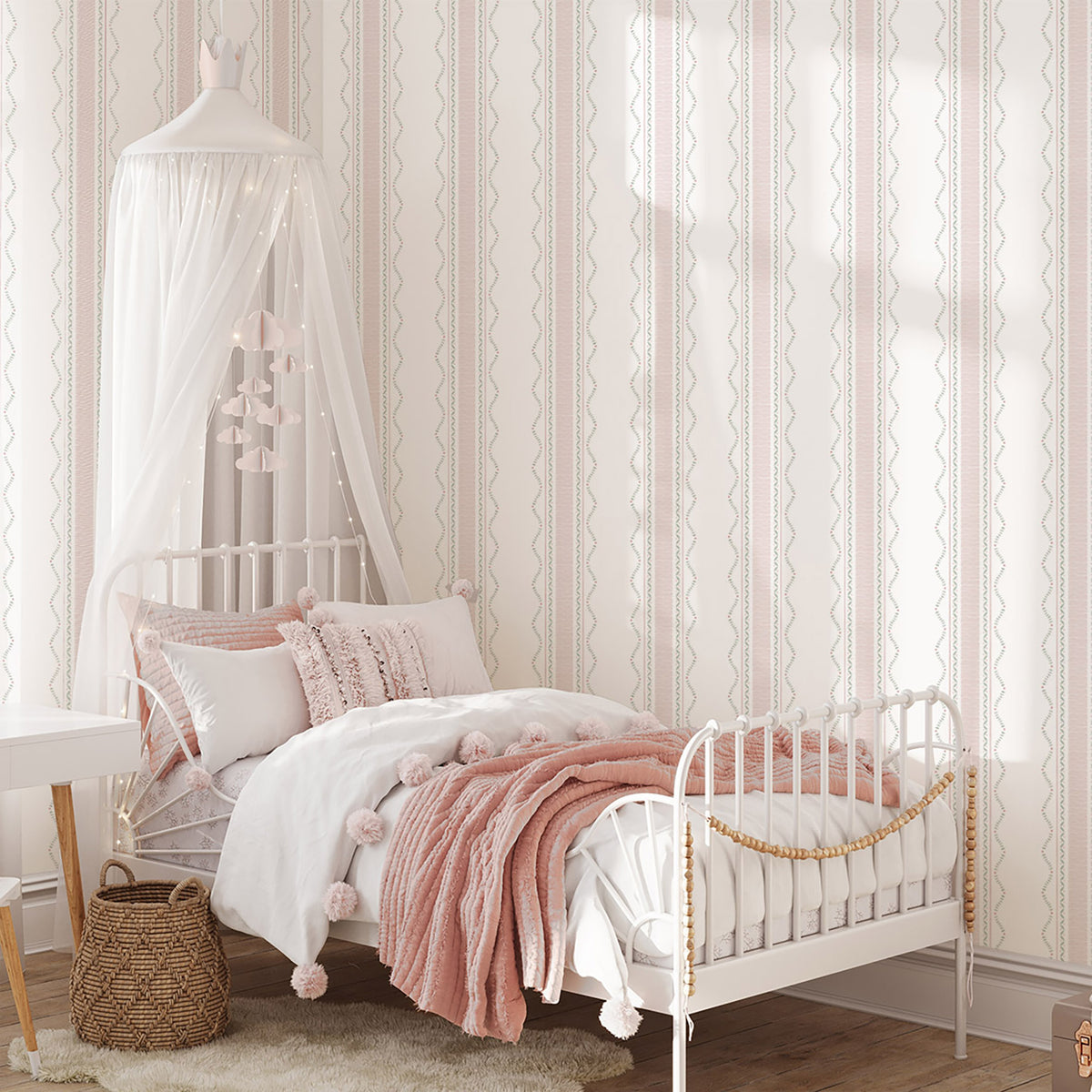 Mixed Stripes Wallpaper – pink and green