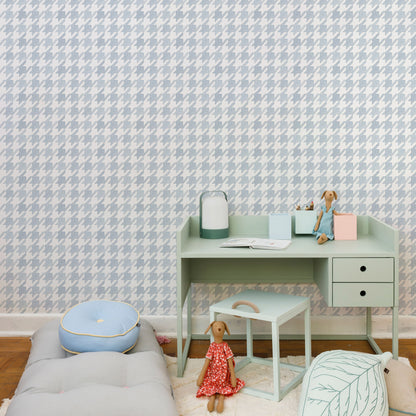 Pied de Poule Watercolor Wallpaper – blue