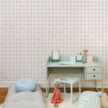 Pied de Poule Watercolor Wallpaper – pink