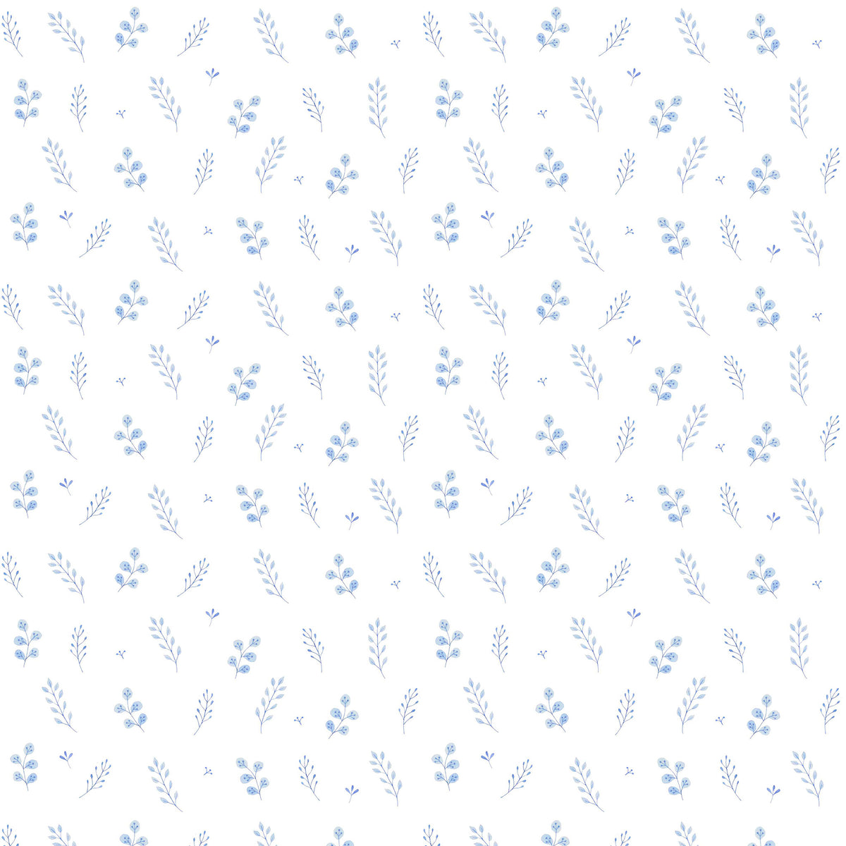 Delicate Porcelain Little Leaves Wallpaper – blue