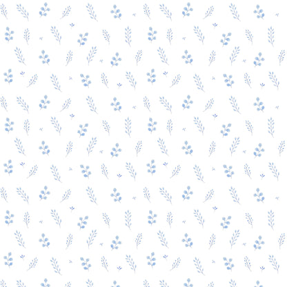 Delicate Porcelain Little Leaves Wallpaper – blue
