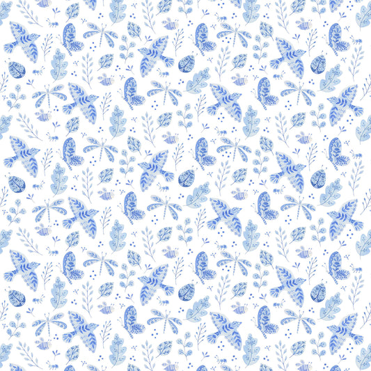 Porcelain Insects Wallpaper – blue