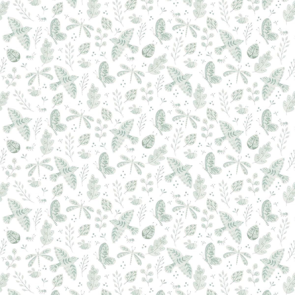 Porcelain Insects Wallpaper – green