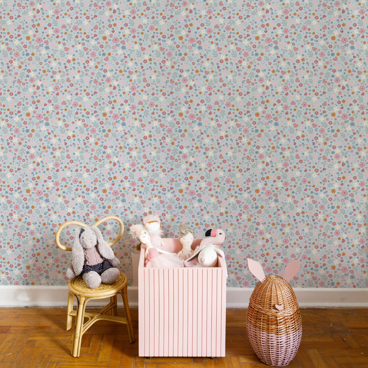 Sheepy I Love Flowers Wallpaper – light blue