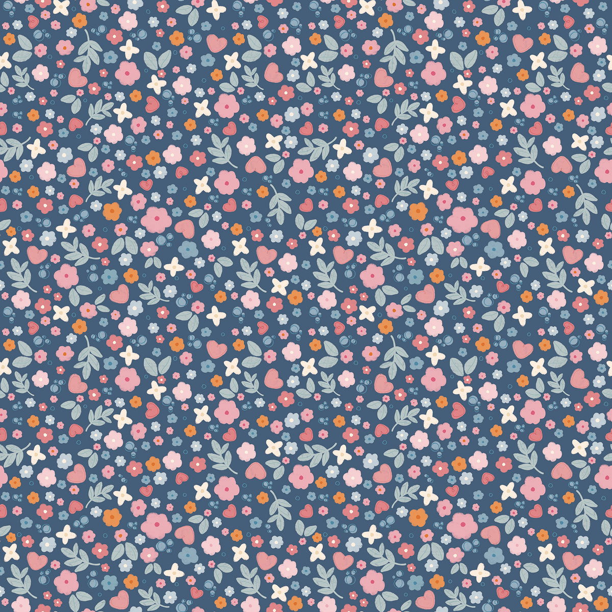Sheepy I Love Flowers Wallpaper – navy blue