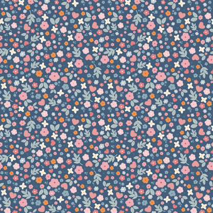 Sheepy I Love Flowers Wallpaper – navy blue