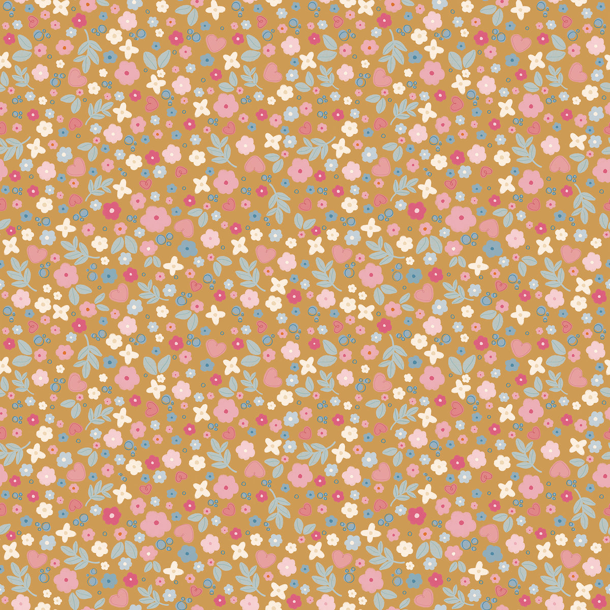 Sheepy I Love Flowers Wallpaper – mustard