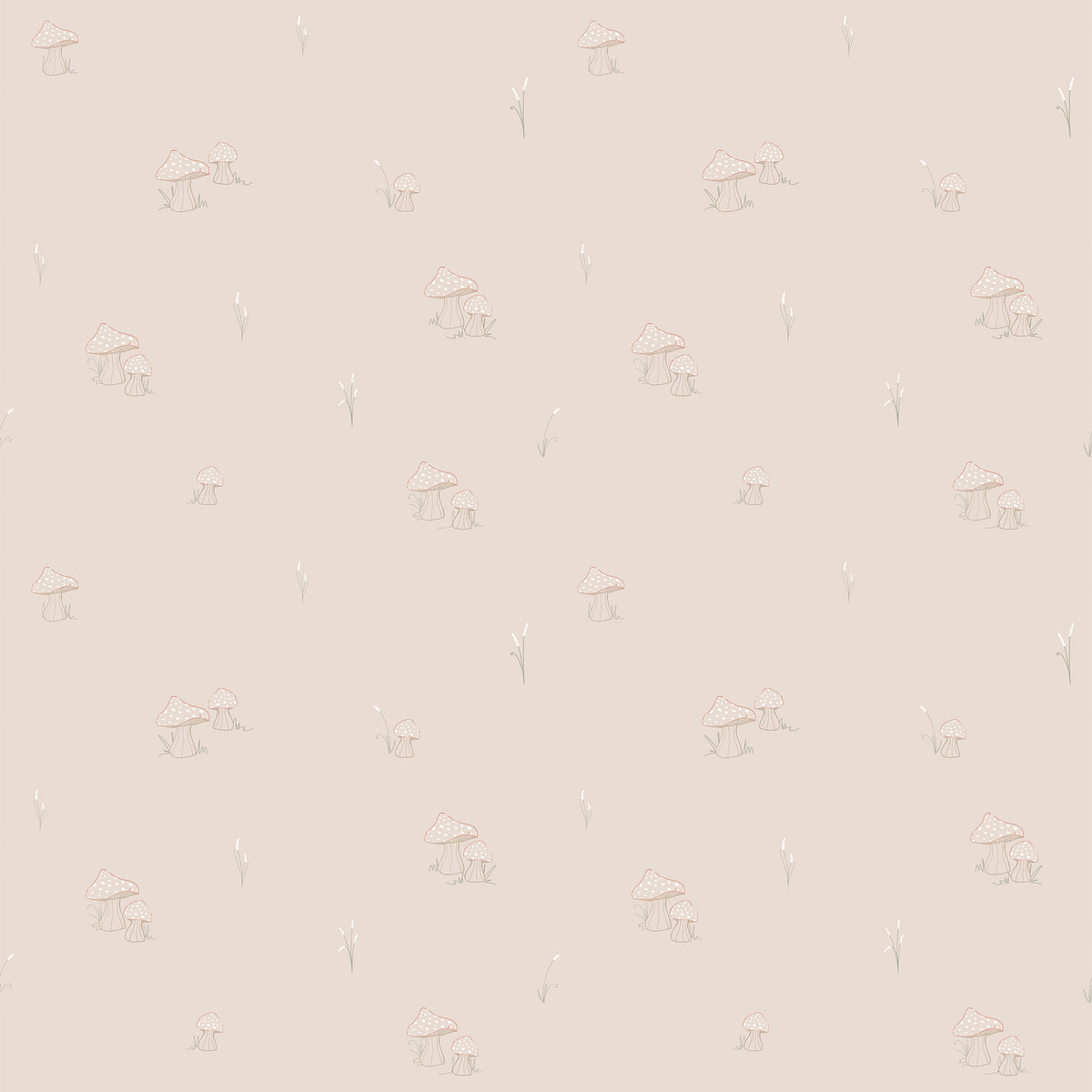 Papel de Parede Sheepy Cogumelos – cor bege