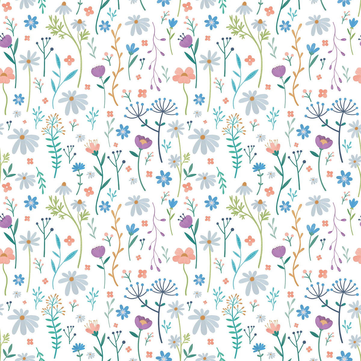 Papel de Parede Sheepy Flores da Floresta – cor colorido