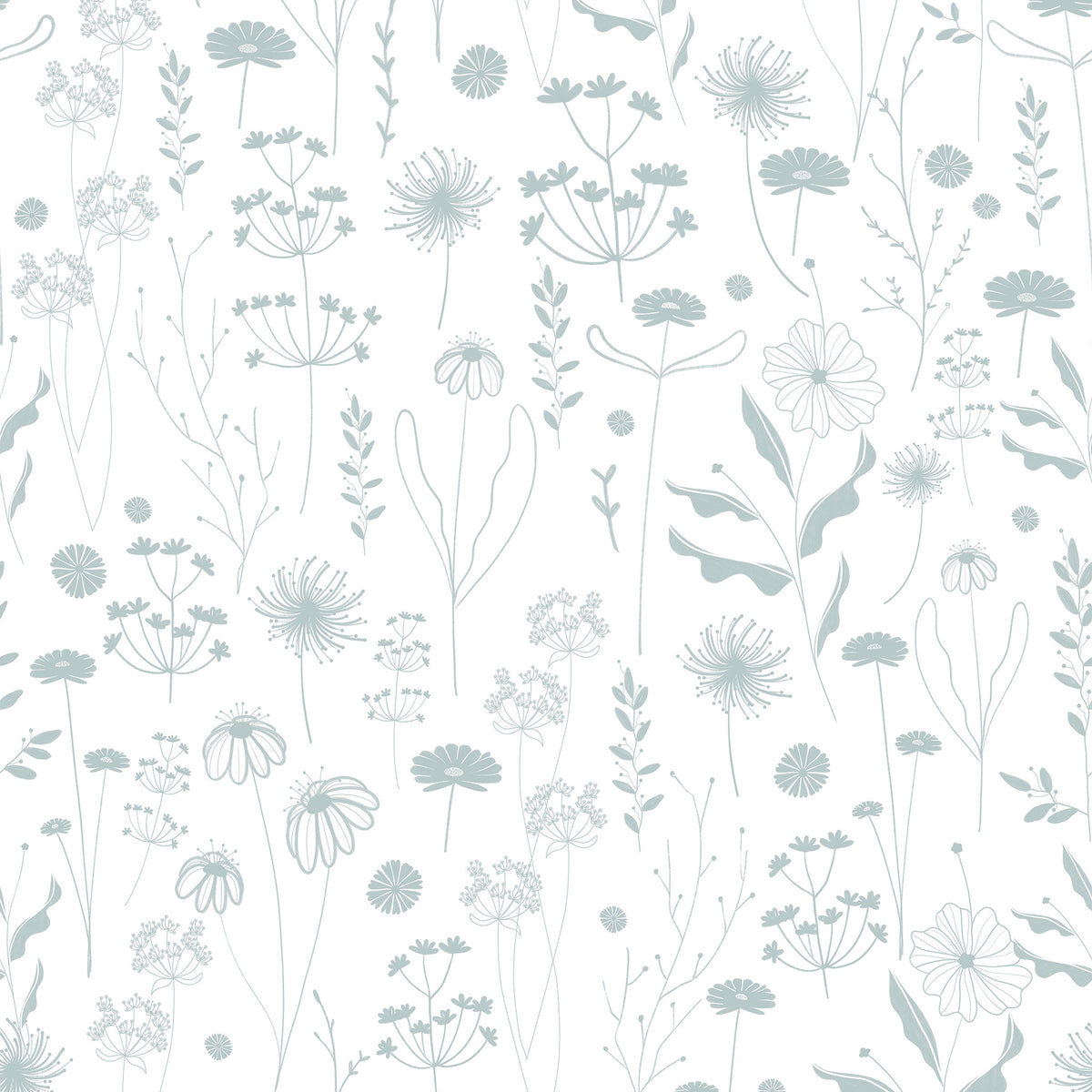 Sheepy Wildflowers Wallpaper – green