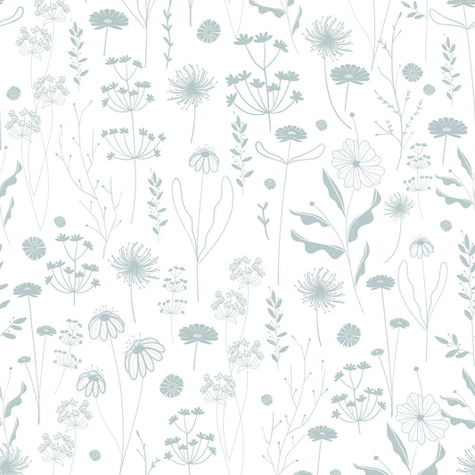 Sheepy Wildflowers Wallpaper – green