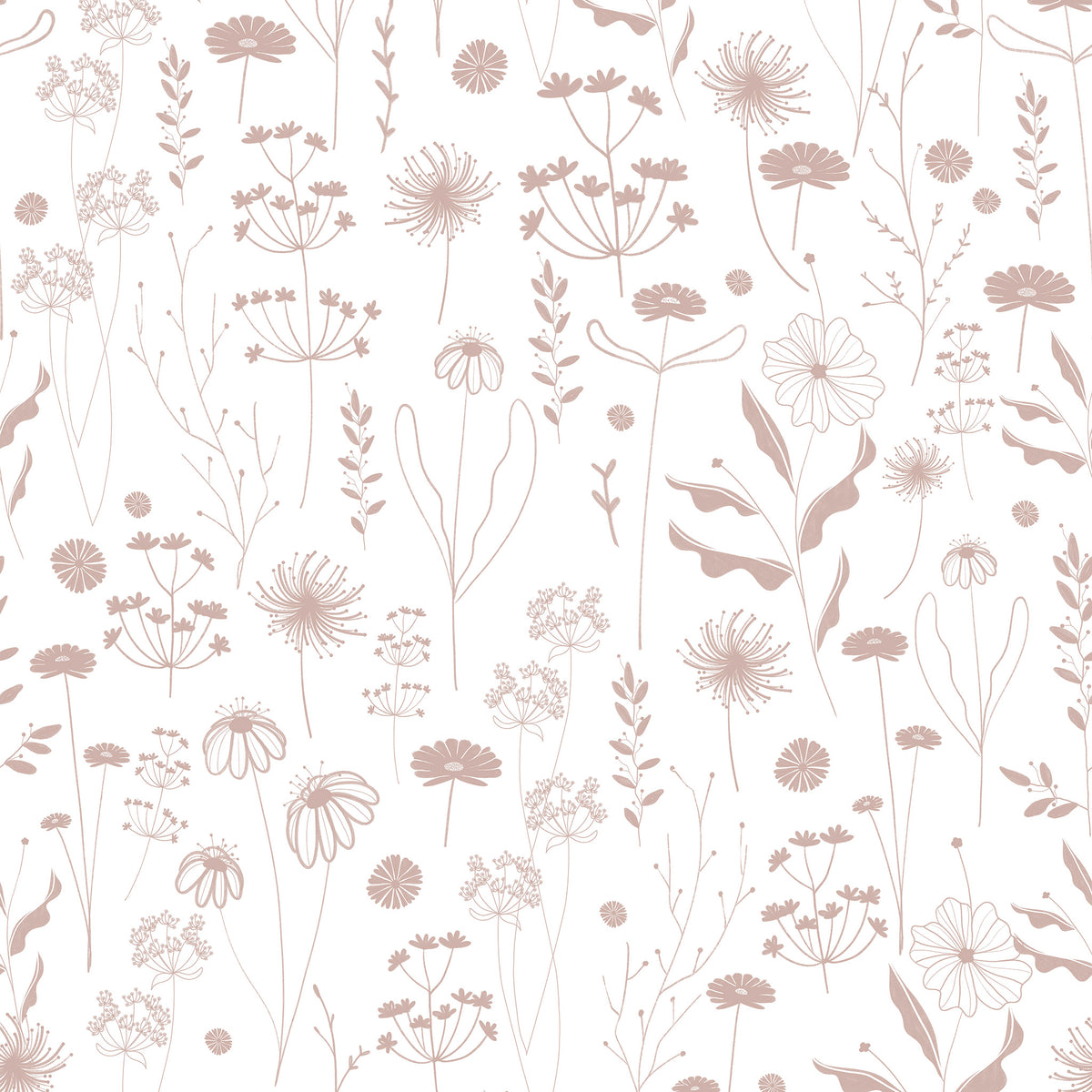 Sheepy Wildflowers Wallpaper – pink
