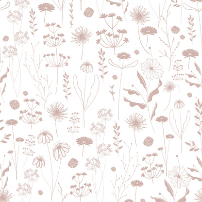Sheepy Wildflowers Wallpaper – pink