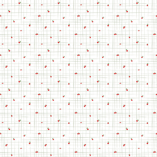 Papel de Parede Sheepy Grid Cereja – cor verde e vermelho