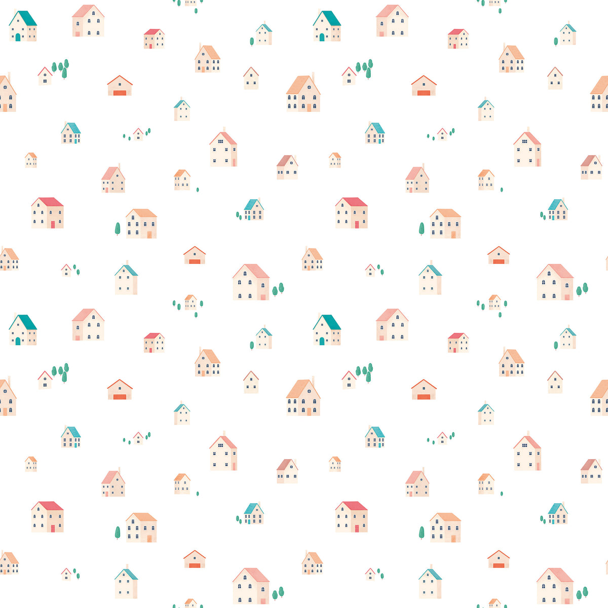 Sheepy Village Houses Wallpaper – colorful