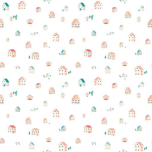 Papel de Parede Sheepy Villa Casinhas – cor colorido