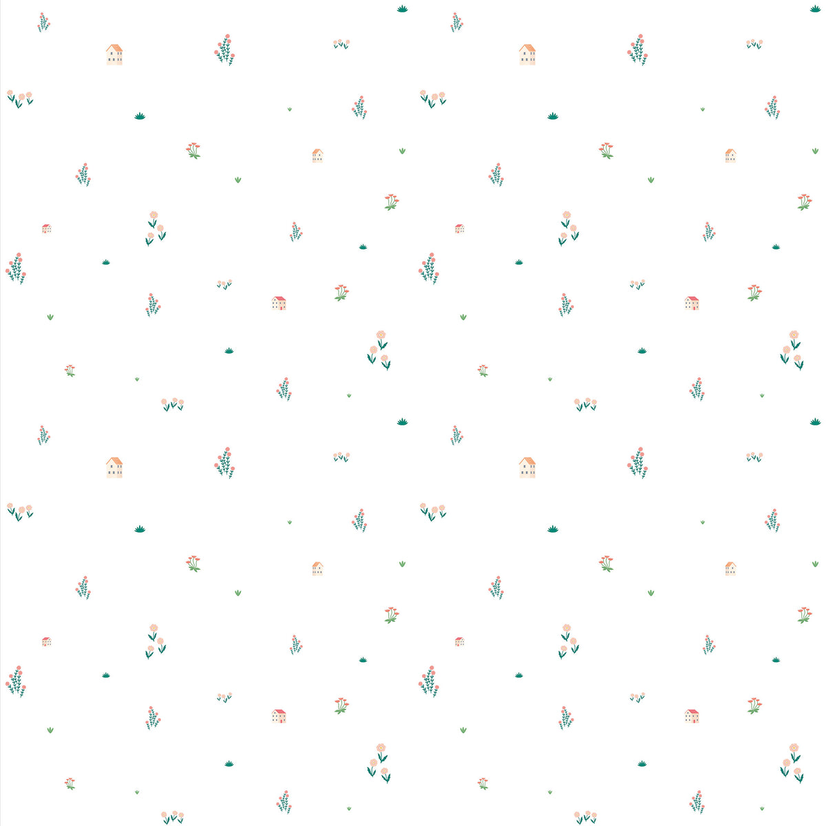 Papel de Parede Sheepy Villa Florzinhas – cor colorido