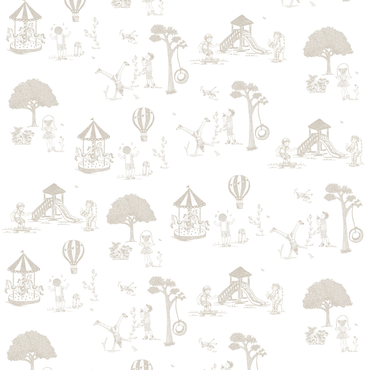 Papel de Parede Toile de Jouy – cor bege