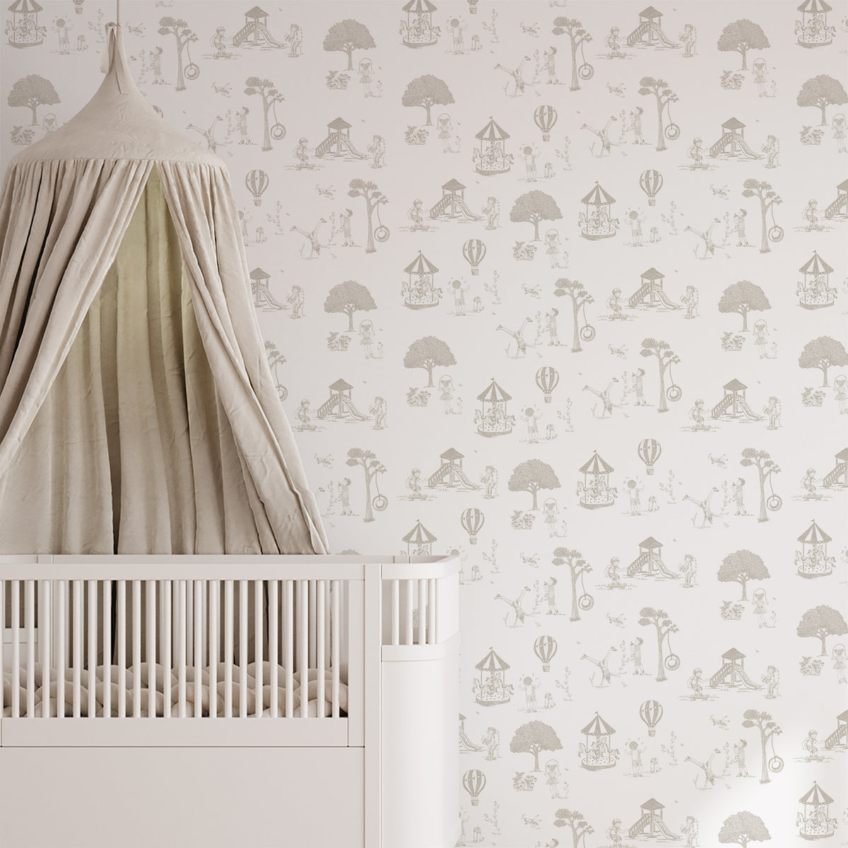 Papel de Parede Toile de Jouy – cor bege